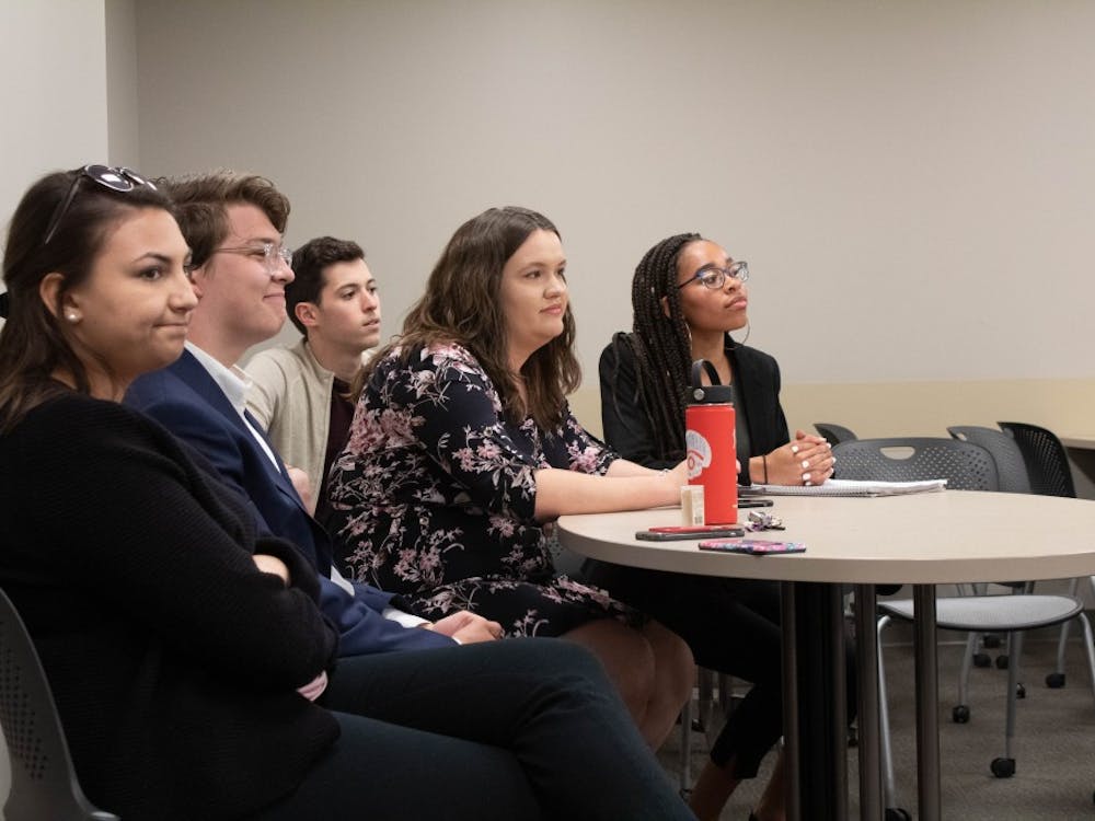 Students wait to campaign to join IU Student Government&#x27;s executive branch. IUSG collaborates with the Campus Kitchens Project, which provides students with meals while addressing food insecurity and environmental sustainability at IU.