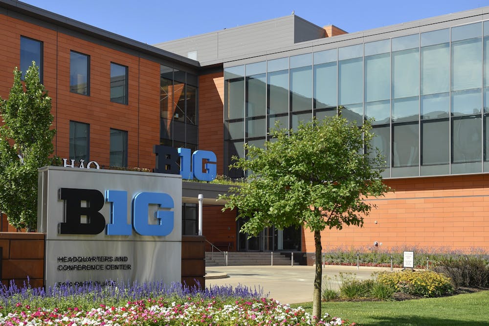 <p>The Big Ten Conference headquarters on Aug. 21, 2020, in Rosemont, Illinois.</p>