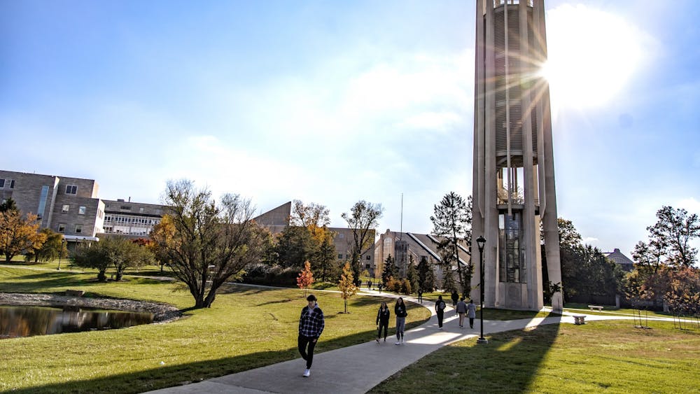 The Metz Carillon is seen Nov. 4, 2021, in the arboretum. From Nov. 30 to Dec. 10, the five finalists of IU’s Provost and Executive Vice President position each participated in town halls at the Whittenberger Auditorium at the Indiana Memorial Union and on Zoom.