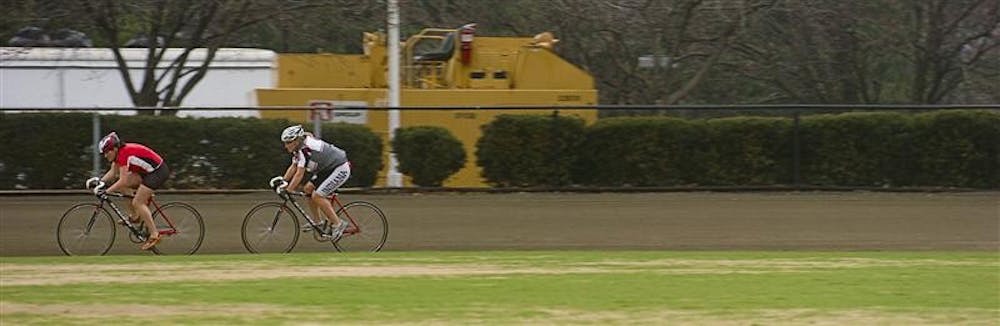 Veteran rider Jaime Boswell and Wing It captain Kristi Hewitt make their way through turn three March 10 at Bill Armstrong Stadium race track.