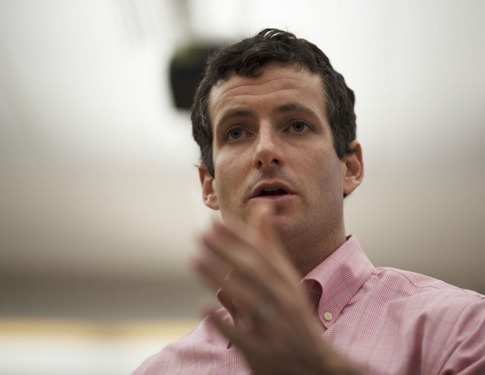 Trey Hollingsworth, IN-09 GOP Congressional Candidate, tells students to back up political policies with real life experiences. Hollingsworth spoke at the Kelley School of Business Monday night. 