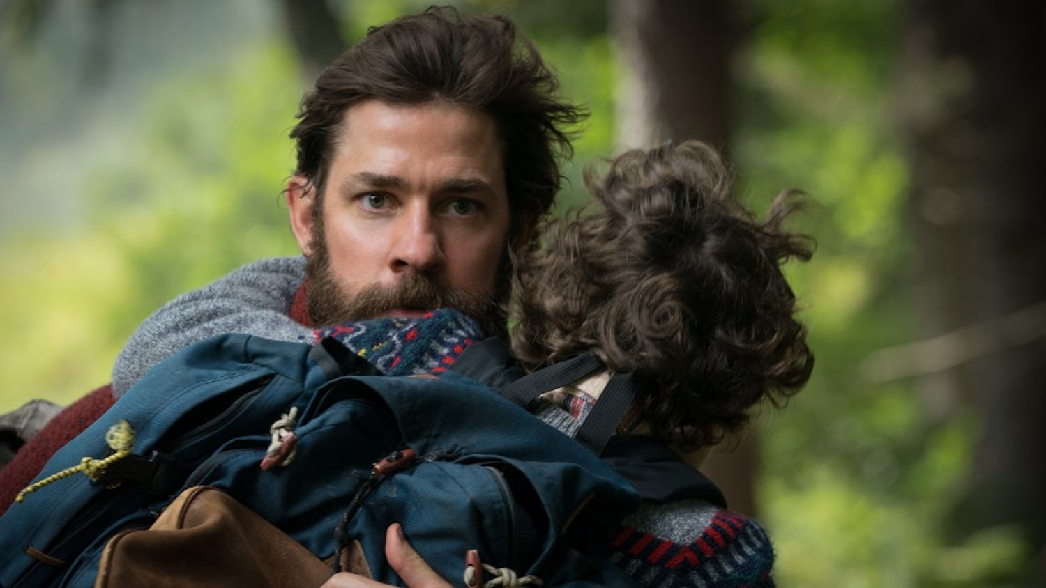 John Krasinski plays Lee Abbott and Noah Jupe plays Marcus Abbott in "A Quiet Place", from Paramount Pictures.
