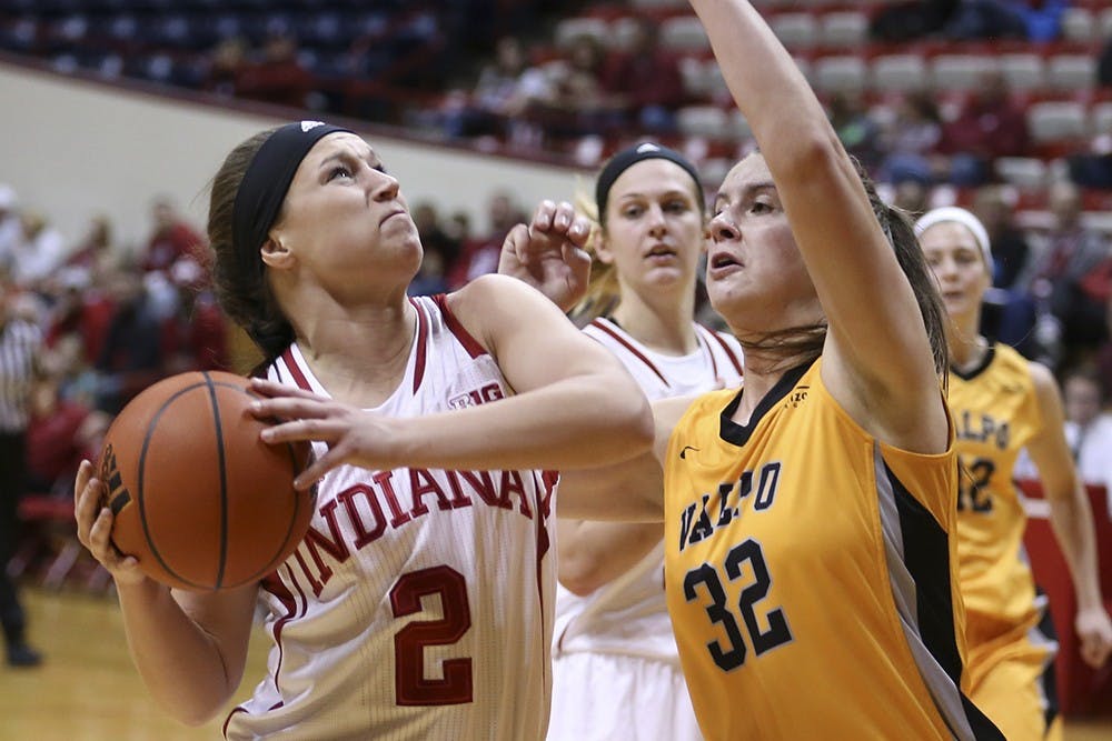Freshman guard Jess Walter attempts to score during IU's game against Valparaiso on Tuesday at Assembly Hall. 