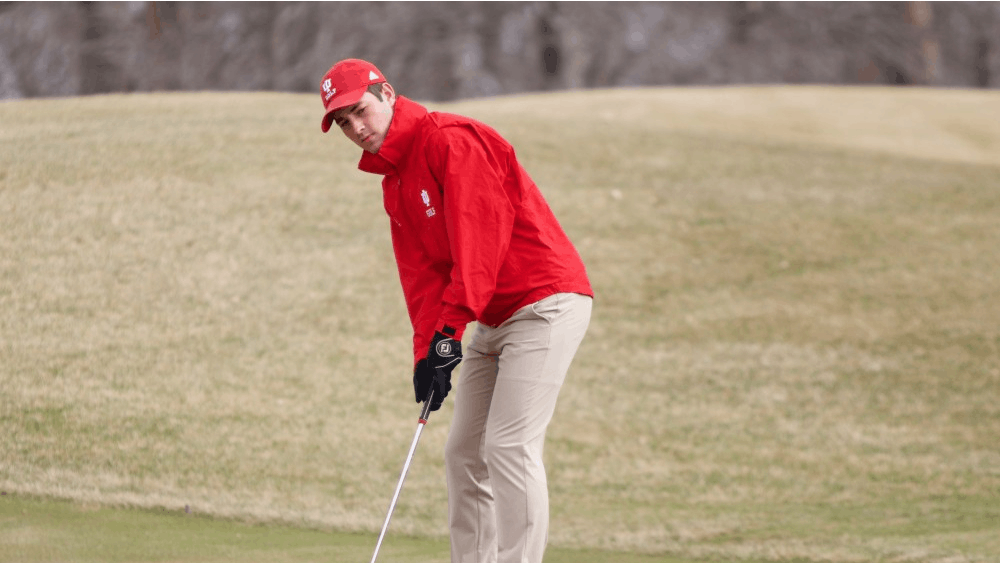 Then junior, now senior, Jake Brown putts the ball during practice at the IU Golf Course in Jan. 2018.