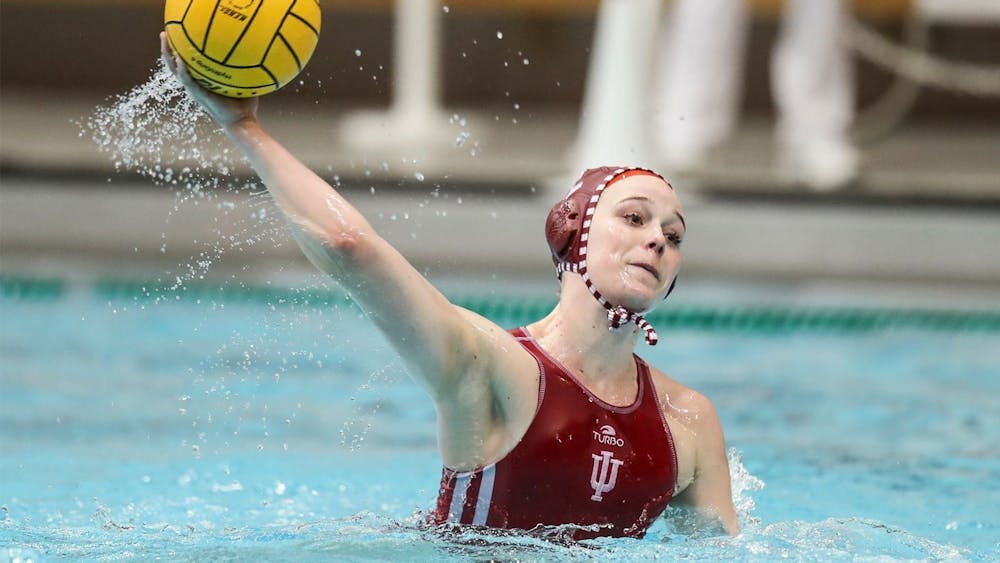 <p>Junior Tina Doherty prepares to throw the ball during a match against University of California Golden Bears on April 24 in Berkeley, California. IU will compete in the Mountain Pacific Sports Foundation Tournament this weekend.</p>