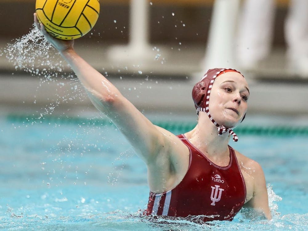 Junior Tina Doherty prepares to throw the ball during a match against University of California Golden Bears on April 24 in Berkeley, California. IU will compete in the Mountain Pacific Sports Foundation Tournament this weekend.