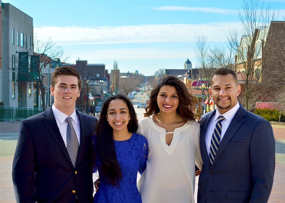 Patrick Kennedy, left, Sara Zaheer, Alex Trevino, and Tyler Knox are members of Representative Experienced Active Leadership. They focus on a diversity and an inclusive environment on the campus. 