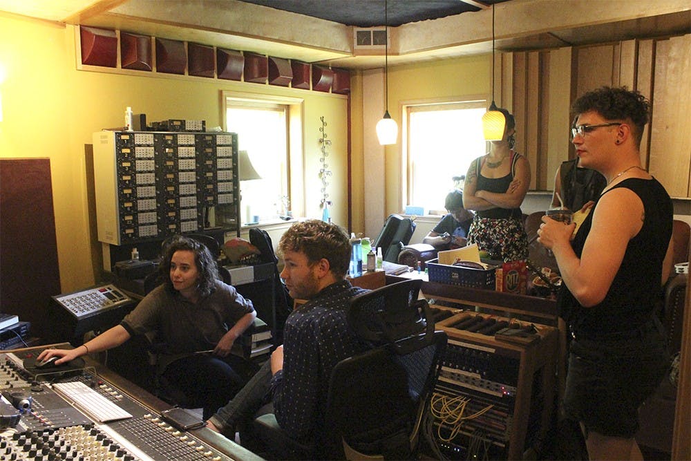 Artists Juniper, KC and AT record their music Sunday afternoon at Primary Sound Studios. This was during the Record-A-Thon event created by MISSFITS Music & Arts Collective.