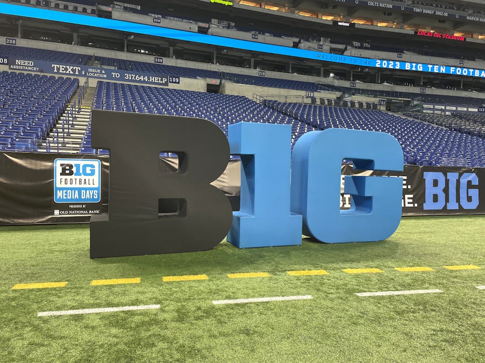 The Big Ten Conference logo is photographed Thursday, July 27 at the 2023 Big Ten Football Media Days in Indianapolis. Indiana football head coach Tom Allen spoke to the media Thursday morning. 