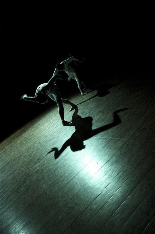 Students in the IU Contemporary Dance Program perform "Blow Fly" Sunday afternoon at the John Waldron Arts Center. Choreographed by Justin Zuschlag and Utam Moses, the piece was one of eight works in "Piece by Piece - A Collection of Dances" put on by faculty and students of the IU Contemporary Dance Program.