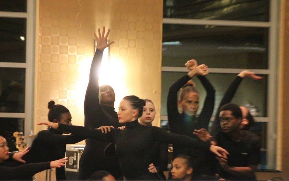 Members of the African American Dance Company dance during a performance held in the Nest at Teter Quadrangle.