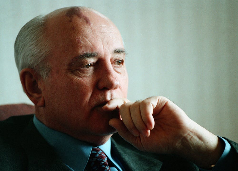 <p>Former Soviet Union President Mikhail Gorbachev answers questions from the Chicago Tribune editorial board March 4, 1999. </p>