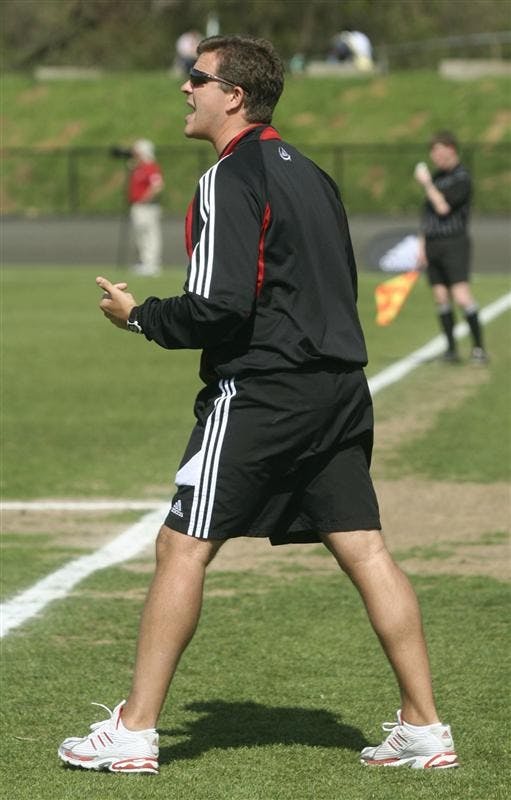 IU assistant coach Todd Yeagley shouts from the sidelines.