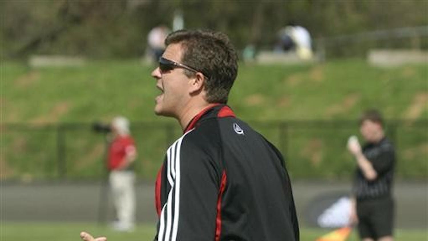 IU assistant coach Todd Yeagley shouts from the sidelines.