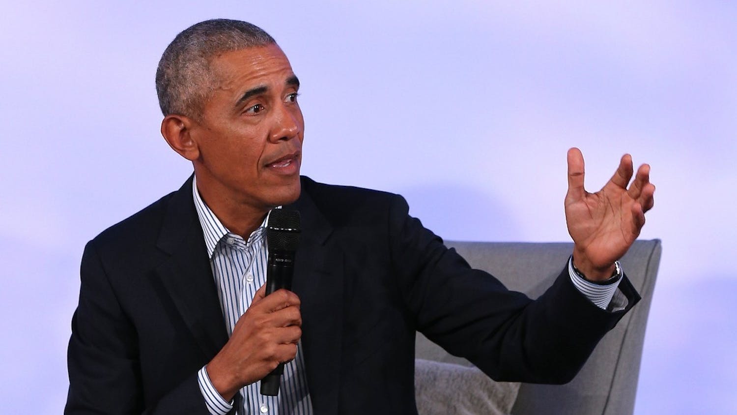 Former President Barack Obama speaks Oct. 29 during the closing session of the 2019 Obama Foundation Summit meeting at the Kaplan Institute at the Illinois Institute of Technology in Chicago.