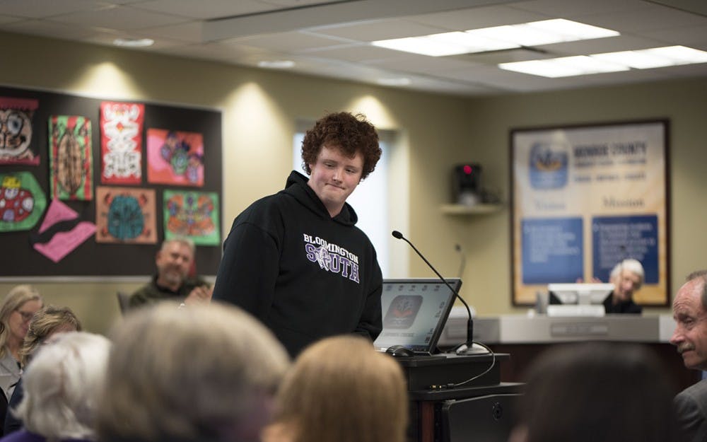 Justin Robertson-Goodman received the Panther it Forward Award Tuesday night at the MCCSC school board meeting. Robertson-Goodman won the award for holding the doors open every day for teachers and students at Bloomington High School South. "It fills me with joy in the morning," he said. 