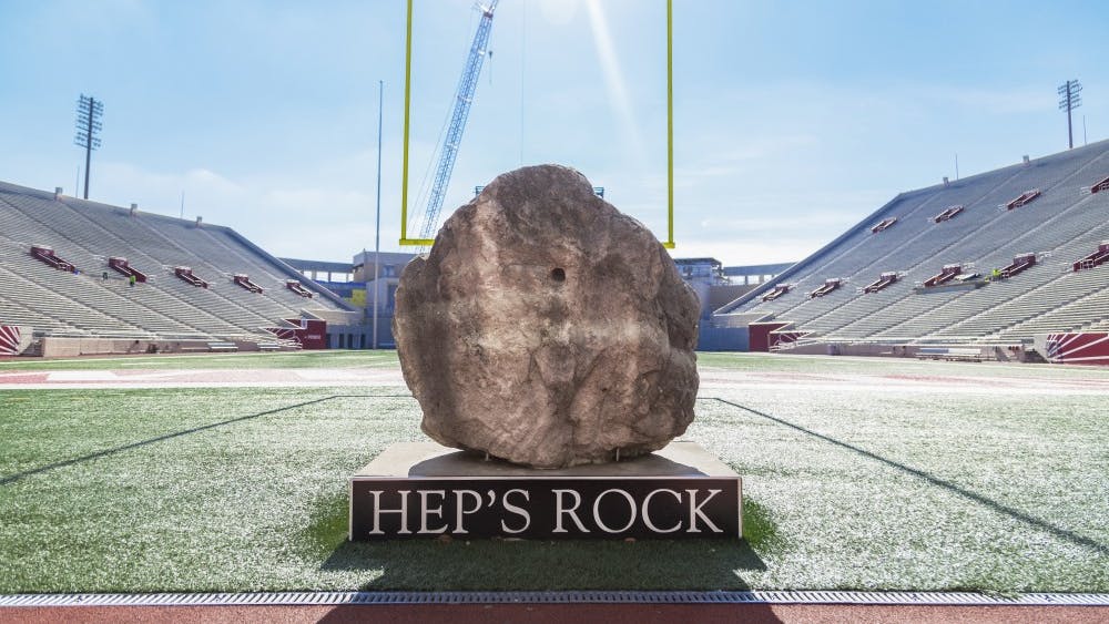 "Hep's Rock" is located in the North End Zone of Memorial Stadium. The IU football team landed a defensive lineman Kayton Samuels, as a graduate transfer from Syracuse on Sunday.