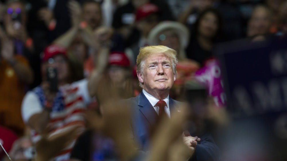 President Donald Trump ends his rally Thursday, May 10, in Elkhart, Indiana. The Rolling Stones’ “You Can’t Always Get What You Want” played as Trump exited the venue. Trump recently announced the summit with North Korea is back on for June 12 in Singapore.