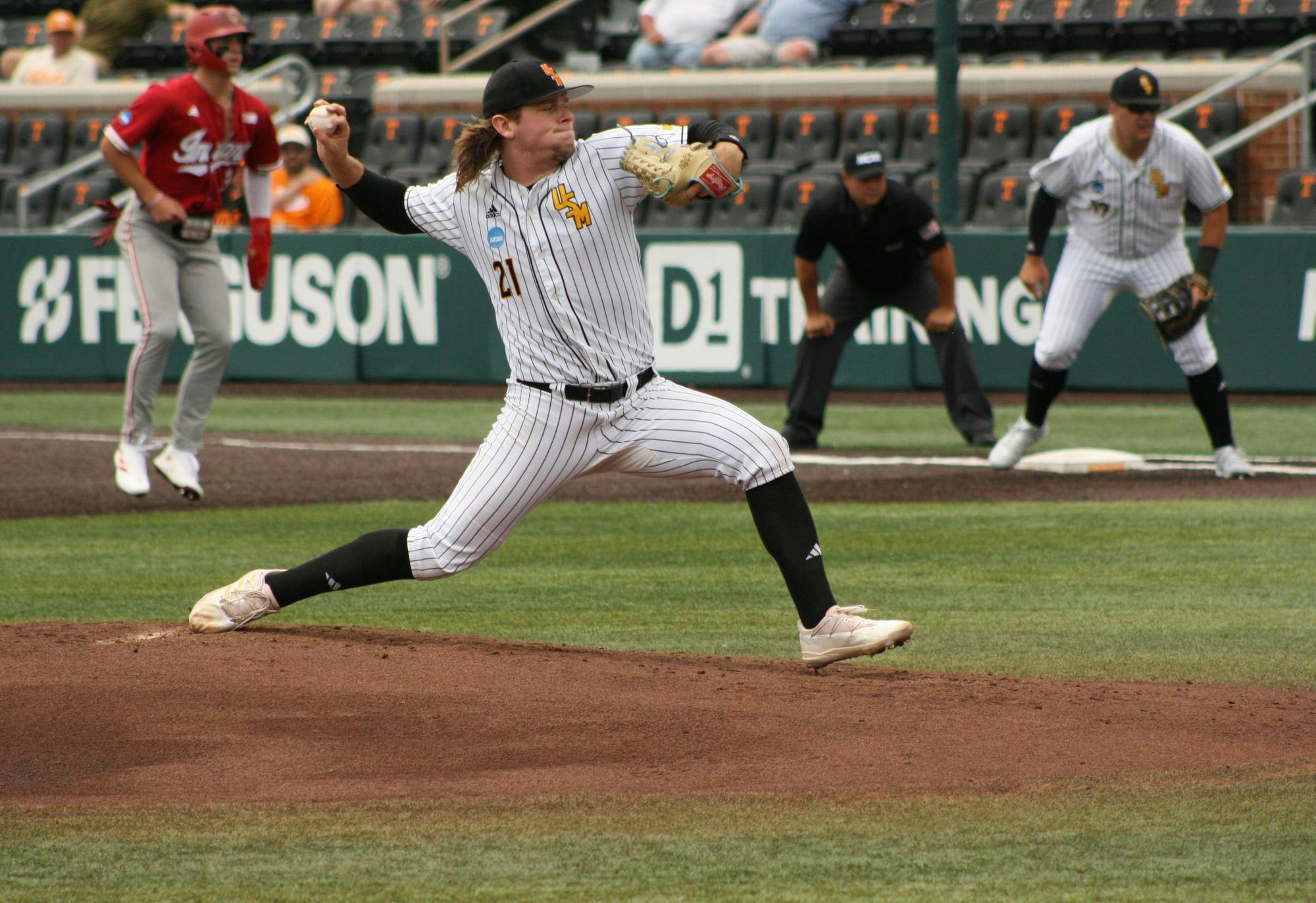 Right-handed pitcher Billy Oldham delivers a pitch against Indiana in the Knoxville Regional on May 31. Oldham allowed seven runs against the Hoosiers, his most since April 13.