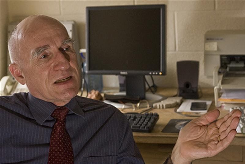 Professor and author Scott Russell Sanders sits in his office on Jan. 14 in Ballantine Hall. Professor Sanders will retire from teaching at IU after more than 30 years. 