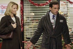 THE OFFICE -- "Christmas" Episode 3009 -- Pictured: Nancy Walls as Carol Stills, Steve Carell as Michael Scott   -- NBC Photo: Paul Drinkwater