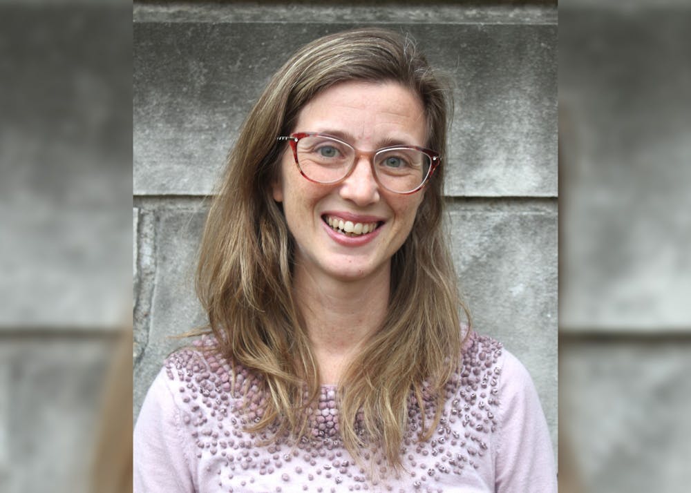 <p>IU ﻿Mathematics professor Julia Plavnik smiles for a portrait Nov. 14, 2022, in front of Rawles Hall. Plavnik received the Humboldt Fellowship Oct. 31, 2022.<br/></p>