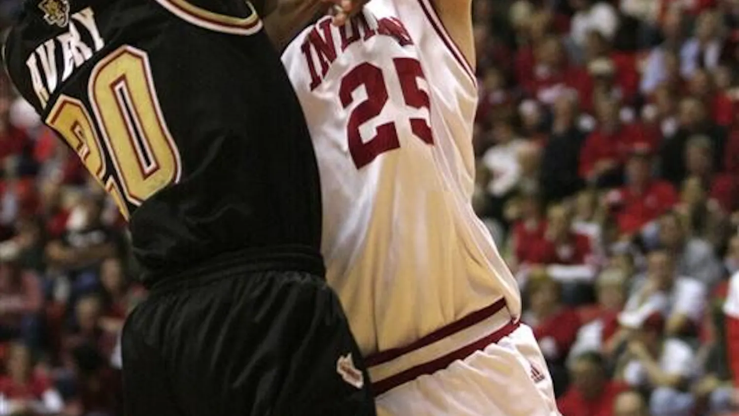 IU freshman forward Tom Pritchard goes up for a shot during the first half of IU's game against IUPUI on Tuesday at Assembly Hall.