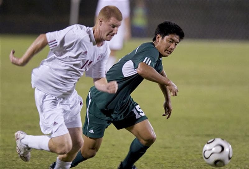 IU forward Michael Roach goes after the ball during a game against Michigan State on Oct. 6, 2007, at Bill Armstrong Stadium. IU won 2-0.
