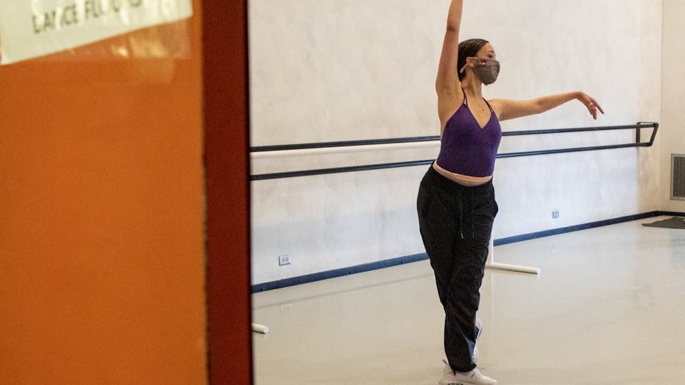 Senior Alex Jones practices Sept. 23 in the Musical Arts Center. The ballet department has adjusted to  COVID-19 guidelines by reducing studio capacity, reducing group sizes and enforcing social distancing. 