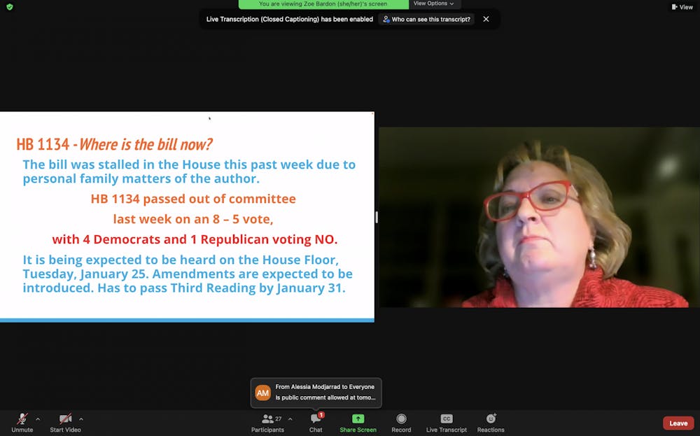 <p>Veronica Embry, Public Education Advocacy Coordinator at the Indiana State Teachers Association, spoke at a virtual event held by College Democrats of Indiana Monday night. Embry joined college students and Indiana legislators to express her concerns regarding Indiana House Bill 1134.</p>