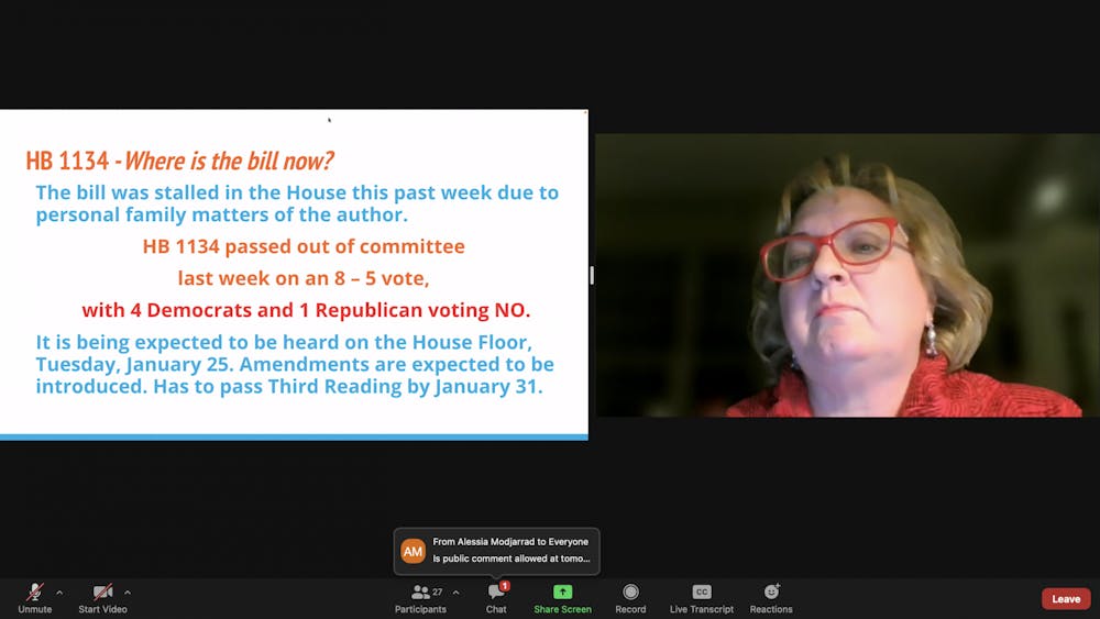 Veronica Embry, Public Education Advocacy Coordinator at the Indiana State Teachers Association, spoke at a virtual event held by College Democrats of Indiana Monday night. Embry joined college students and Indiana legislators to express her concerns regarding Indiana House Bill 1134.