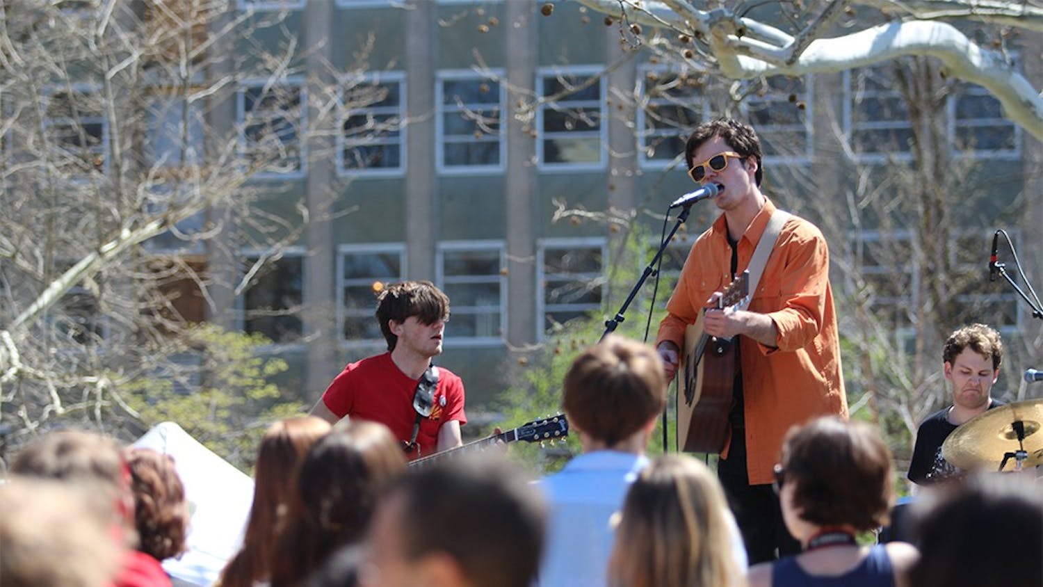 Members of Dietrich Jon, a local band from Bloomington, perform during the Culture Shock Music Festival hosted by WIUX on April 10, 2015.