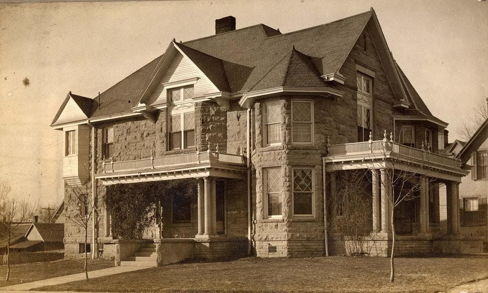 <p>The original Sigma Nu house is pictured in 1907 when it was occupied by Phi Kappa Psi. Sigma Nu left Kirkwood Avenue in 1955, and the building is currently occupied by the Laughing Planet Cafe.</p>
