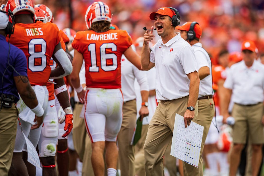 Clemson University offensive coordinator Jeff Scott yells Oct. 12 during a game against Florida State.