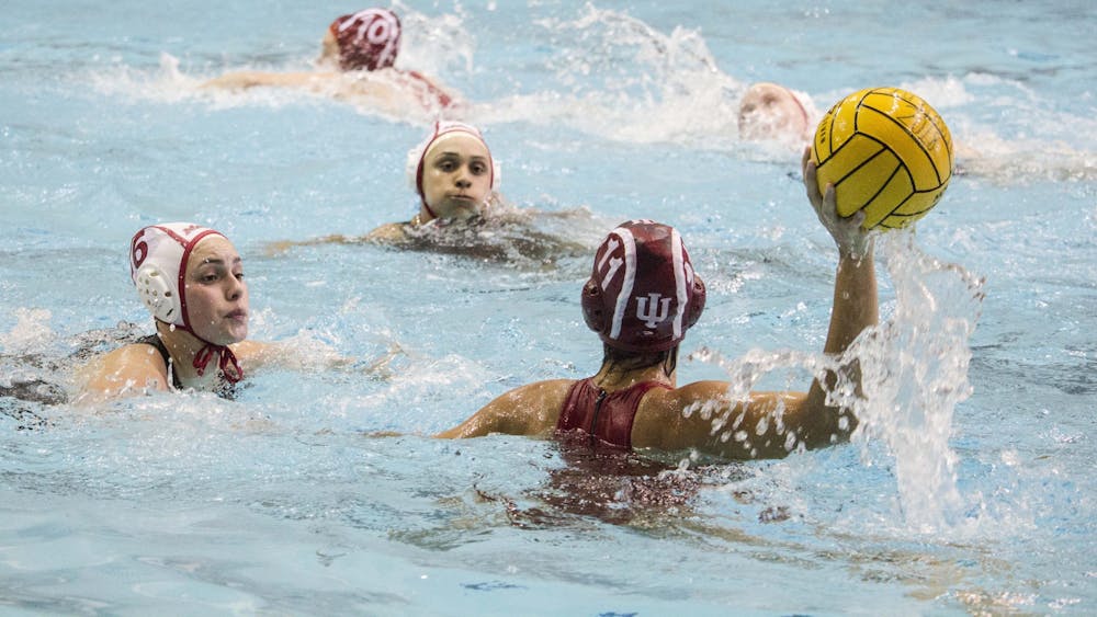 Then-sophomore Joelle Nacouzi defends against Marist College on March 4, 2018. The IU women’s water polo team will play in the Hoosier Invite this weekend in Bloomington.