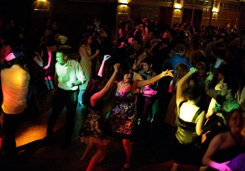 Students dance during the Hutton Honors College Association Inaugural Ball Saturday evening in Alumni Hall. The event was put on to celebrate the inauguration of President Barack Obama.