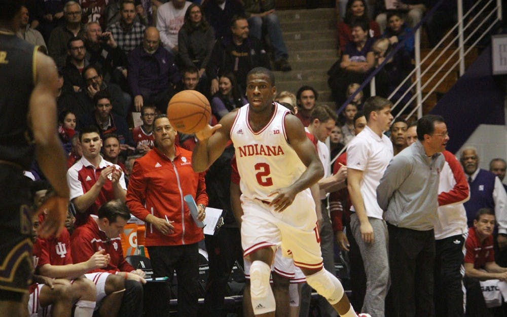 EVANSTON, ILL.-Junior guard Josh Newkirk dribbles the ball against Northwestern. The Hoosiers lost to the Wildcats 55-68 on Sunday night.