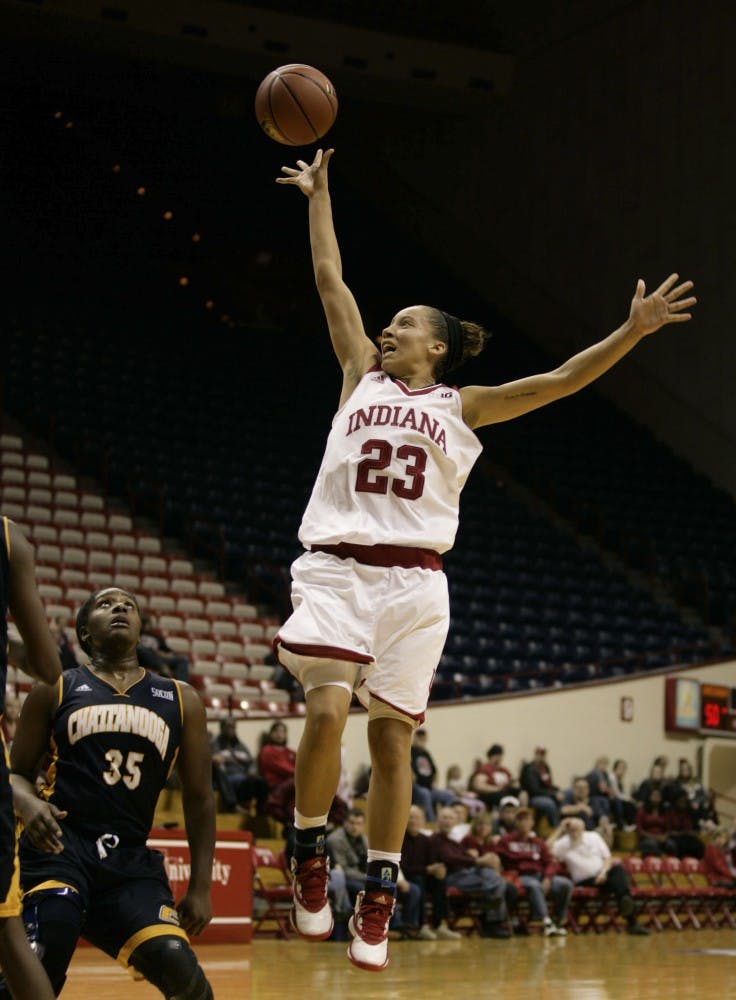 Junior guard Alexis Gassion shoots the ball during the final quarter of the game. The Hoosiers beat Chattanooga 54-43 on Tuesday at Assembly hall. 