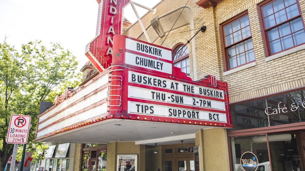 The marquee of the Buskirk-Chumley Theater is seen on April 20, 2021, on Kirkwood Avenue. The Cardinal Stage theater company introduced the “Play What You Will” initiative, allowing audiences to pick their ticket prices exclusively for the 2021-22 season.