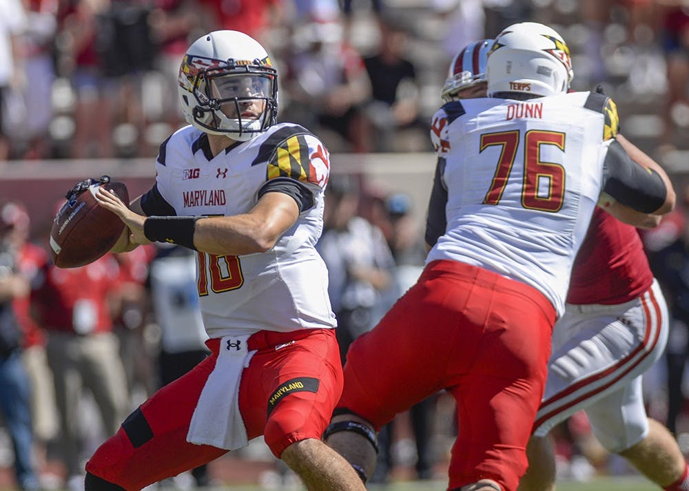 Maryland quarterback CJ Brown throws a pass during IU's game against the Terrapins on Saturday at Memorial Stadium.