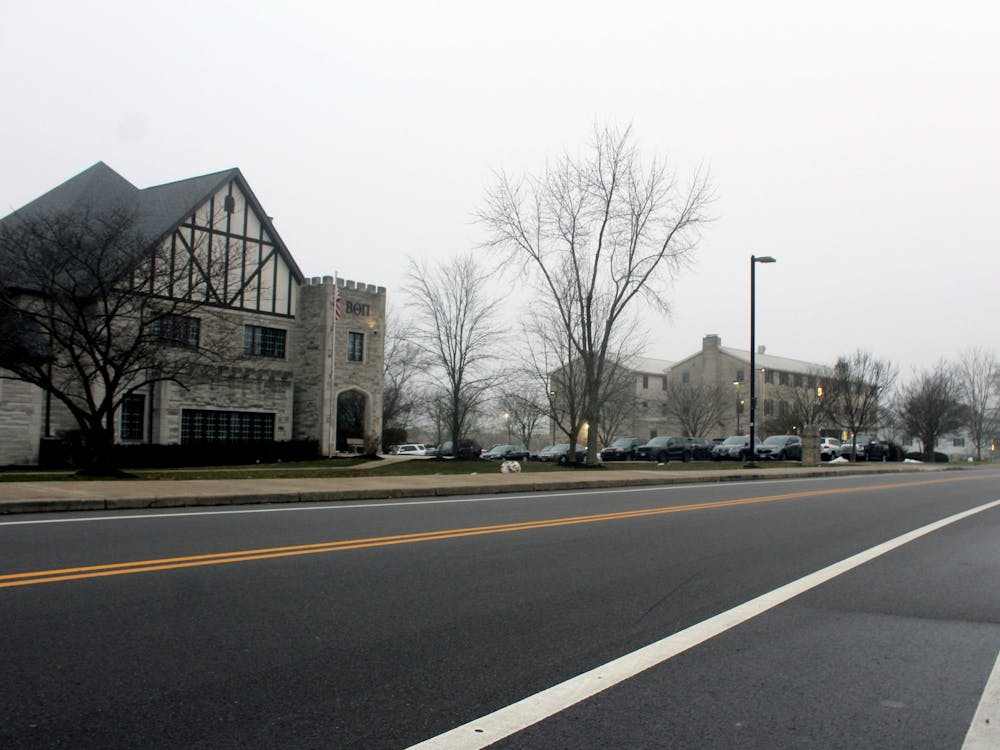 North Eagleson Avenue is seen on a rainy day Jan. 29, 2023. Many students are anticipating Kappa Sigma&#x27;s return to Greek Row after it was suspended in 2018.