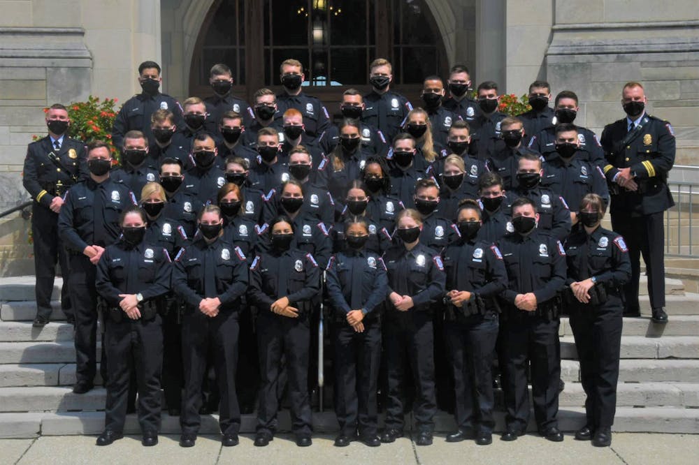 <p>The 47th class of the IU Cadet Officer Program graduated 45 new officers Aug. 14 after training during the pandemic. Their training included taking online academic classes and learning tactical skills while maintaining social distance.﻿</p>