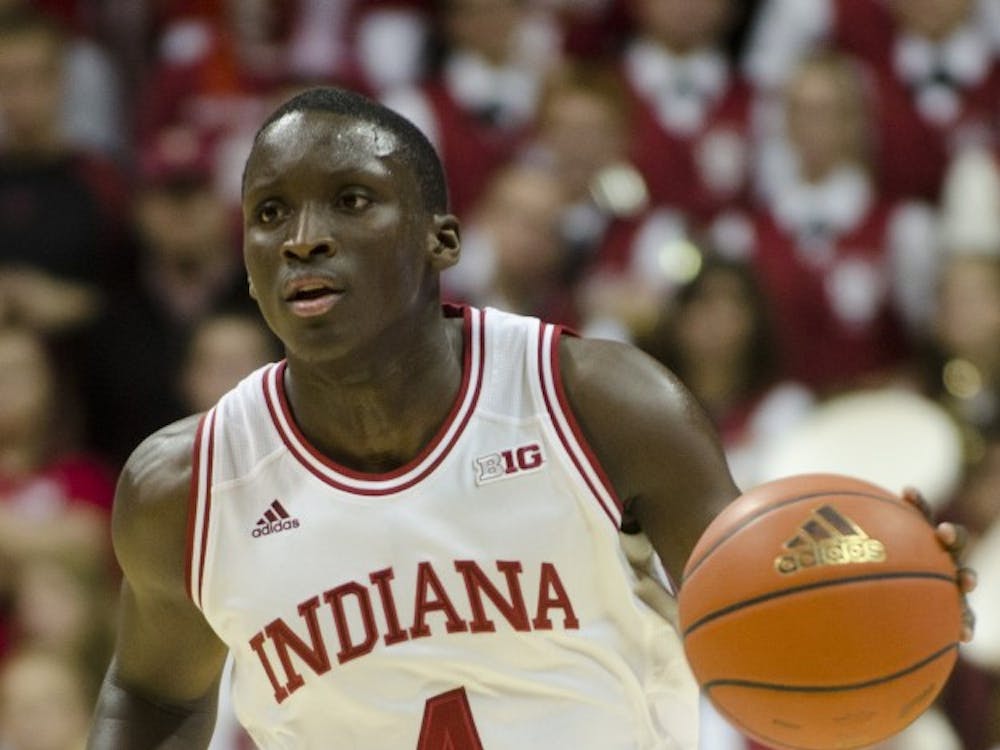 Then-junior guard Victor Oladipo dribbles the ball down the court during the Hoosiers' 87-61 victory against North Dakota State on Nov. 12, 2012, at Assembly Hall.