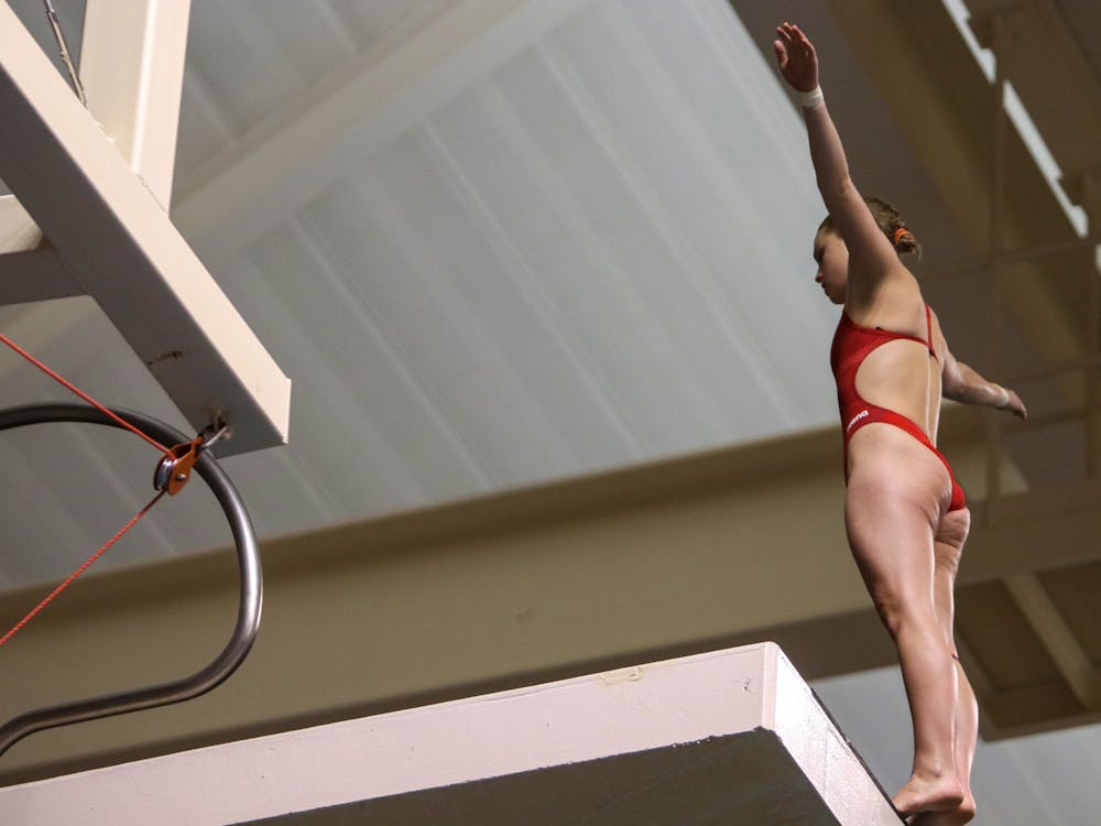 An IU women&#x27;s dive team member prepares for her dive Jan. 14, 2022, in the Counsilman-Billingsley Aquatics Center. Indiana will send three divers to Atlanta, Georgia, for the 2022 NCAA Women&#x27;s Swimming and Diving Championships on March 16-19.