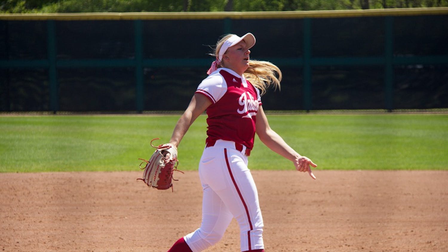Then-freshman pitcher Josie Wood throws a pitch last season against Ohio State University at Andy Mohr Field.