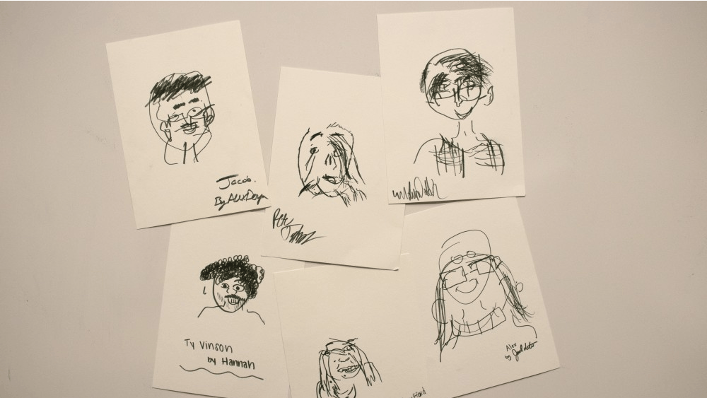 Indiana Daily Student staff drew each other Jan. 25 during a staff video. Staff members sketched each others' facial profiles for two minutes without looking at their drawing pads.