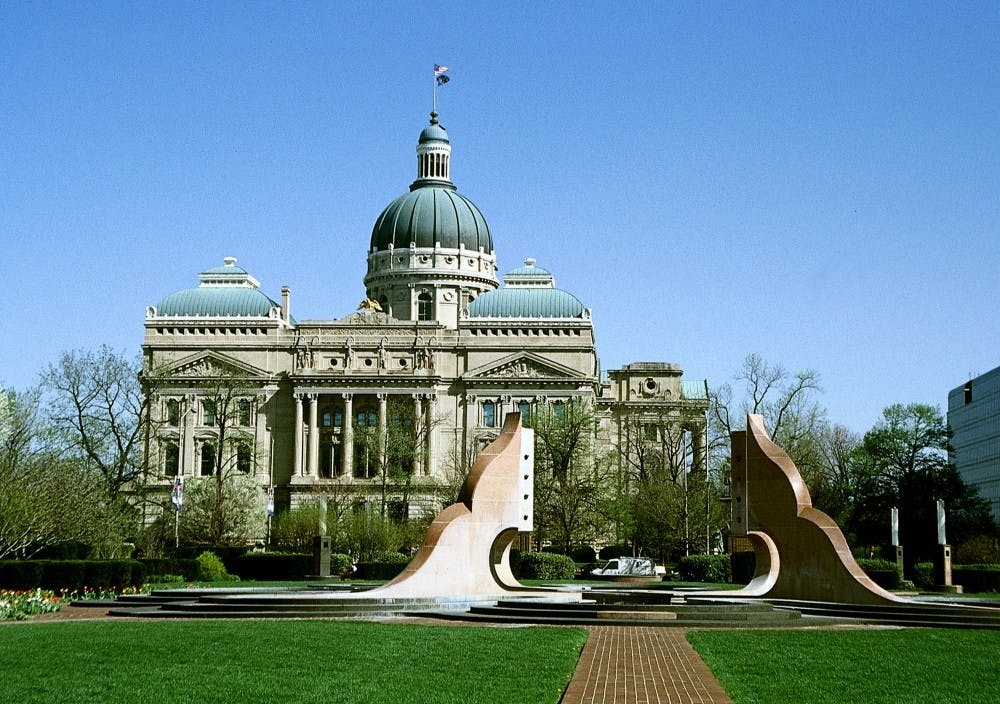 <p>The Indiana State House sits in downtown Indianapolis. The Indiana Supreme Court will hear arguments regarding the state&#x27;s near total abortion ban on Jan. 19, 2023.</p>