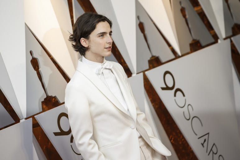 Timothée Chalamet, an American actor, arrived at the 90th Academy Awards on Sunday, March 4, 2018, at the Dolby Theatre at Hollywood &amp; Highland Center in Hollywood.&nbsp;
