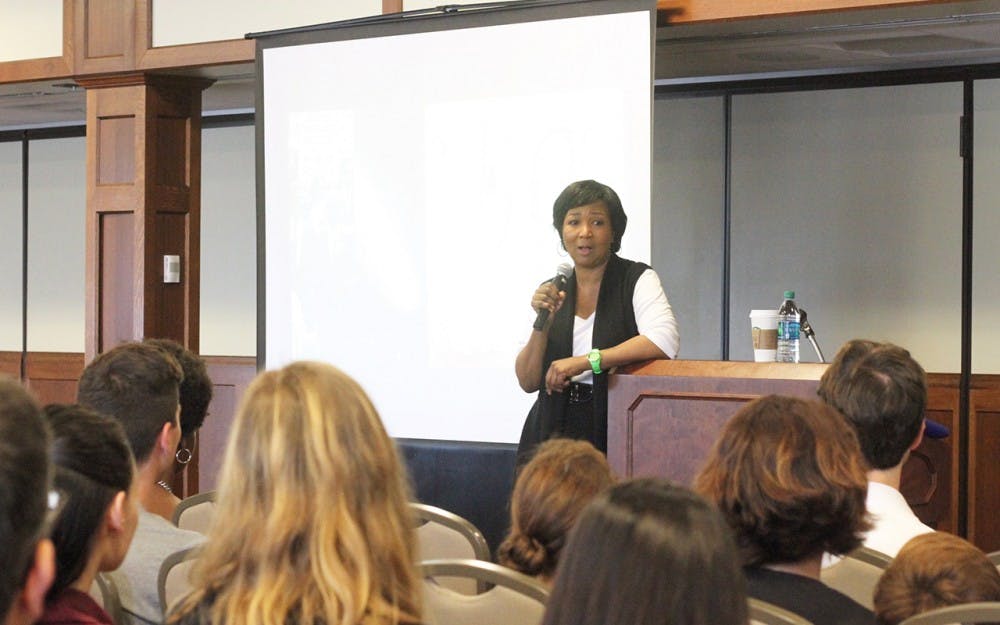 Mae Jemison, the first African-American woman to travel in space, gives a talk on campus in 2016. Jemison will speak on the importance of science, technology, engineering and math education Tuesday and Wednesday at IU’s annual tech conference, Statewide IT.