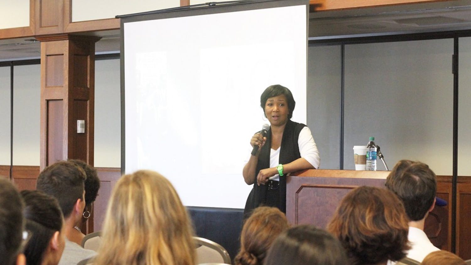 Mae Jemison, the first African-American woman to travel in space, gives a talk on campus in 2016. Jemison will speak on the importance of science, technology, engineering and math education Tuesday and Wednesday at IU’s annual tech conference, Statewide IT.